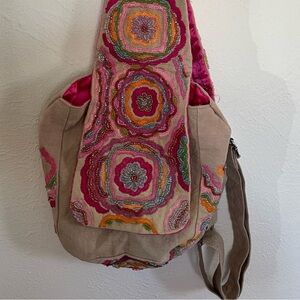 🌱christian livingston Embroidered boho half backpack